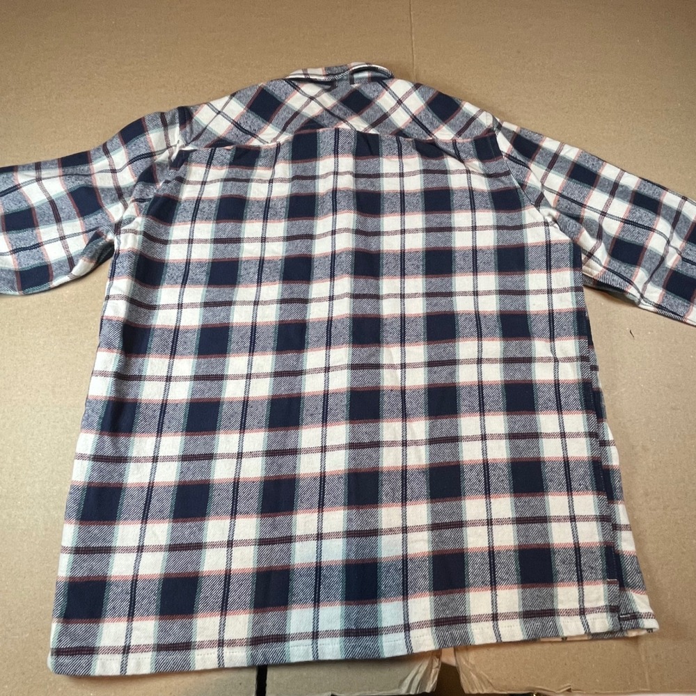 Billabong Kids Large Plaid Flannel Button Down Shirt Navy Blue White Orange L - Picture 7 of 10